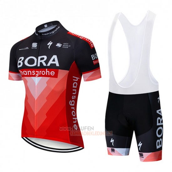 Bora Kurzarmtrikot 2019 und Kurze Tragerhose Shwarz Rot