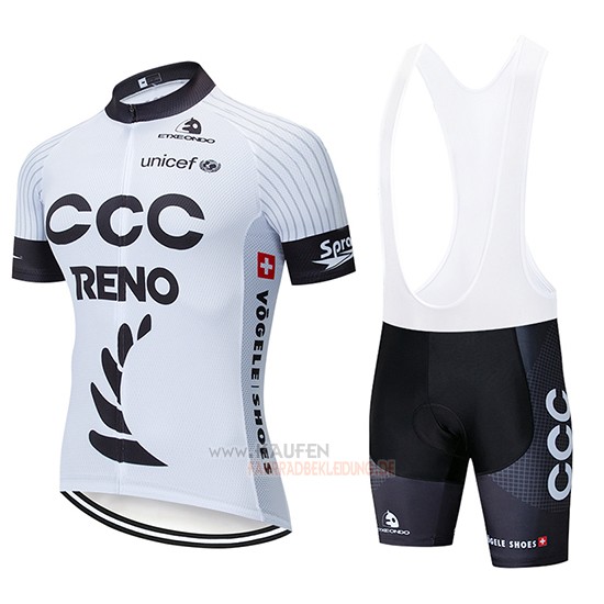 CCC Kurzarmtrikot 2019 und Kurze Tragerhose Wei Shwarz