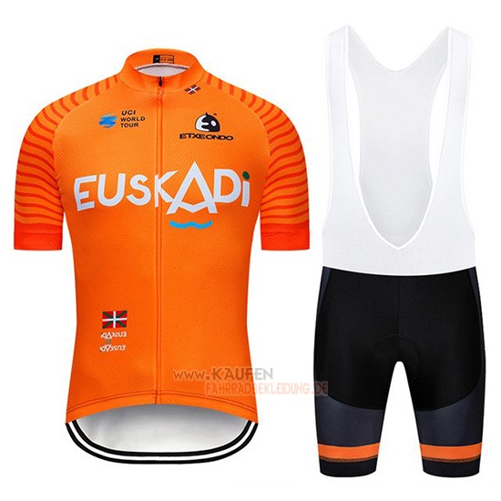 Euskadi Kurzarmtrikot 2019 und Kurze Tragerhose Orange