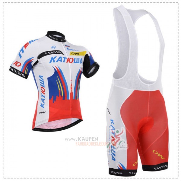 Katusha Kurzarmtrikot 2018 und Kurze Tragerhose Wei Blau Rot