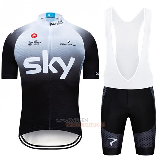 Sky Kurzarmtrikot 2019 und Kurze Tragerhose Wei Shwarz