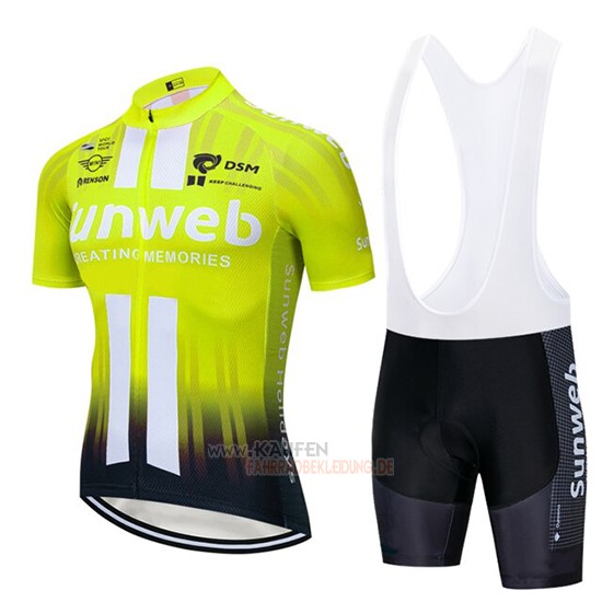 Sunweb Kurzarmtrikot 2019 und Kurze Tragerhose Gelb Wei