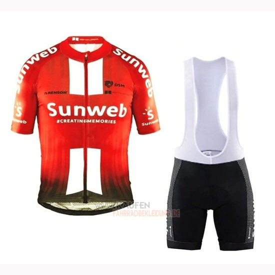 Sunweb Kurzarmtrikot 2019 und Kurze Tragerhose Orange Wei