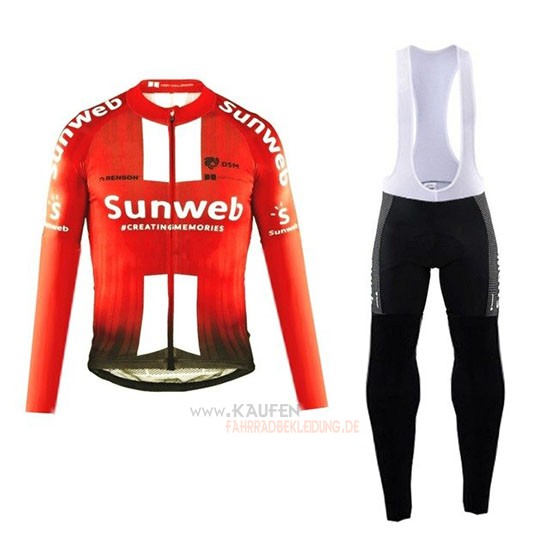 Sunweb Langarmtrikot 2019 und Lange Tragerhose Orange Wei