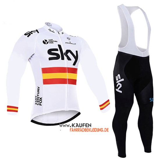 Sky Langarmtrikot 2016 Und Lange TrägerhoseWeiß Und Gelb